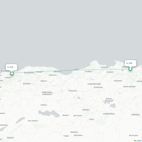 Annaba - Algiers kaart van rechtstreekse vlucht