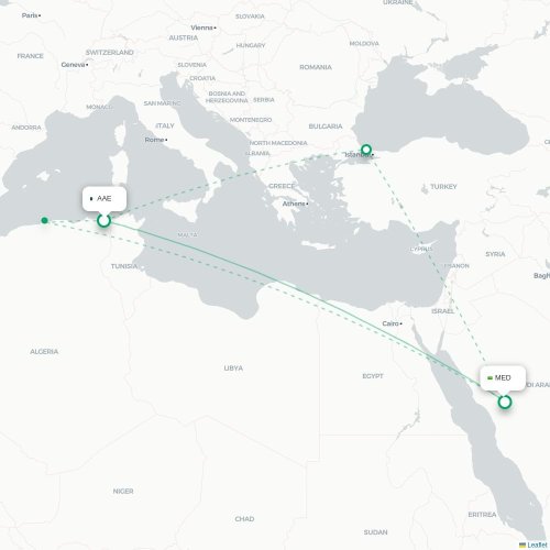 Annaba - Medina kaart van rechtstreekse vlucht