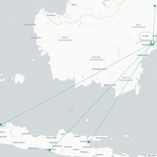 Mapa lotu bezpośredniego Samarinda – Tanjung Redeb