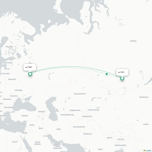 Mapa lotu bezpośredniego Abakan – Moskwa