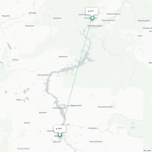 Mapa lotu bezpośredniego Abakan – Krasnoyarsk