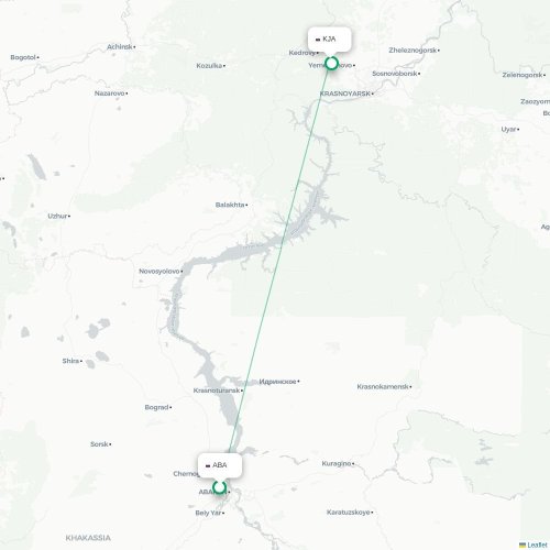 Mapa lotu bezpośredniego Abakan – Krasnojarsk