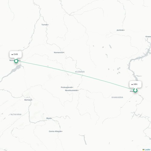 Mapa lotu bezpośredniego Abakan – Nowosybirsk