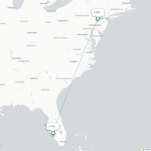 Mapa de vuelo directo Allentown - Punta Gorda