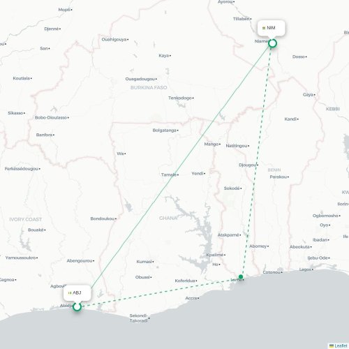 Mapa de vuelo directo Abiyán - Niamey