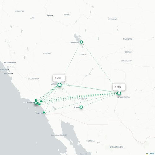 Mapa lotu bezpośredniego Albuquerque – Las Vegas