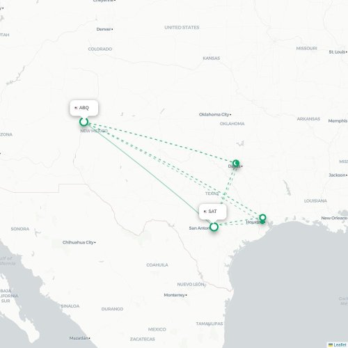 Mapa lotu bezpośredniego Albuquerque – San Antonio