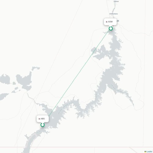 Mapa lotu bezpośredniego Abu Simbel – Asuan