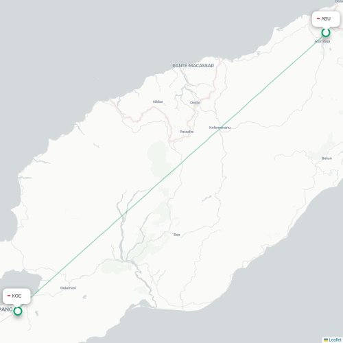 Mapa lotu bezpośredniego Atambua – Kupang