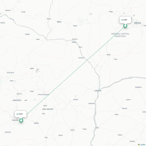 Abuja - Akure karta över direktflyg