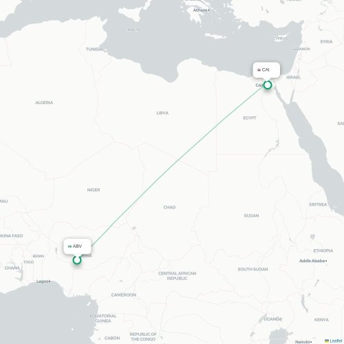 Mapa de vuelo directo Abuja - El Cairo