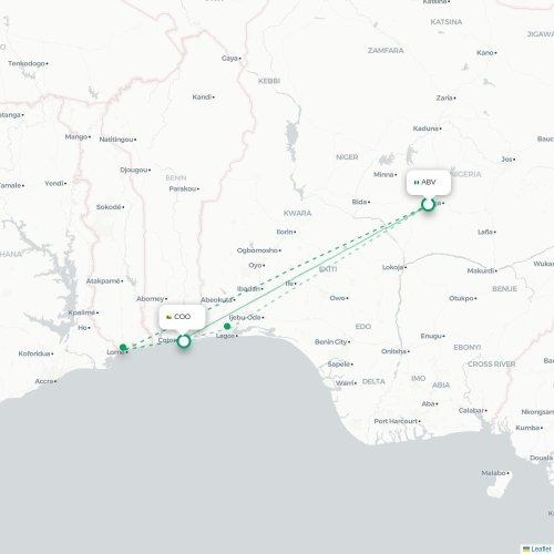 Abuja - Cotonou karta över direktflyg