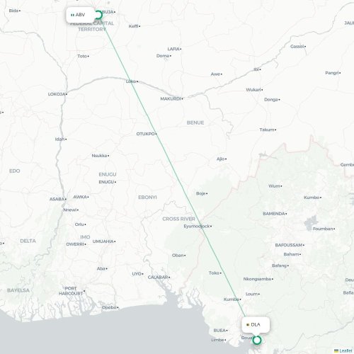 Abuja - Douala kaart van rechtstreekse vlucht