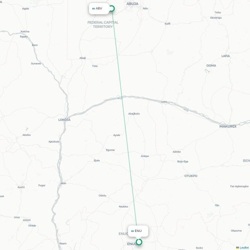 Abuja - Enugu karta över direktflyg