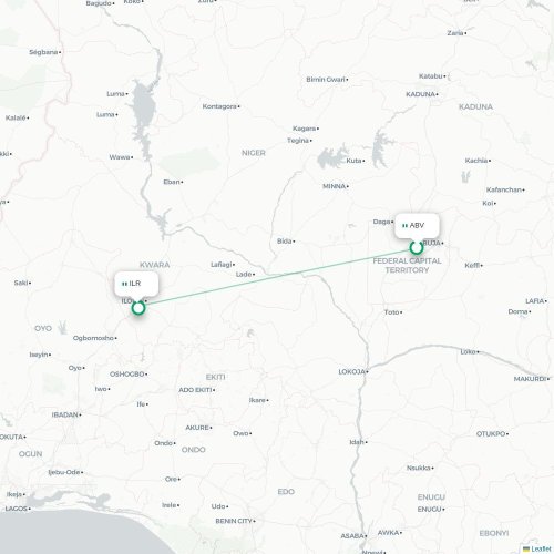 Abuja - Ilorin kaart van rechtstreekse vlucht