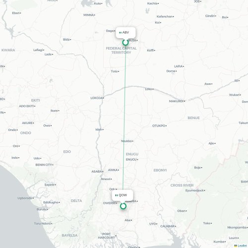 Abuja - Imo karta över direktflyg
