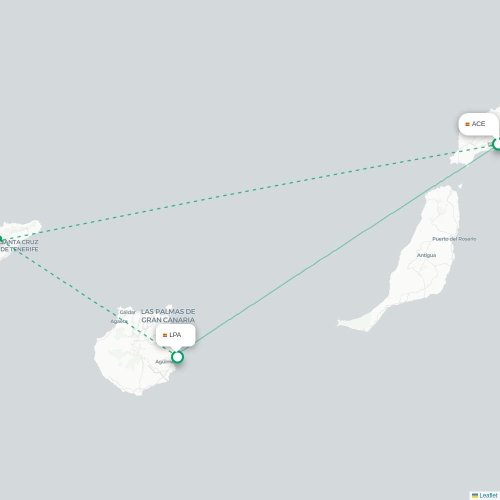 Arrecife - Las Palmas de Gran Canaria carte du vol direct