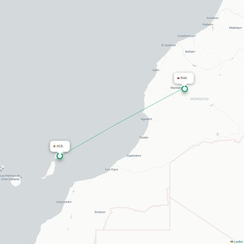 Arrecife - Marrakech carte du vol direct