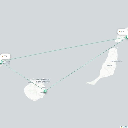 Arrecife - Santa Cruz de Ténérife carte du vol direct