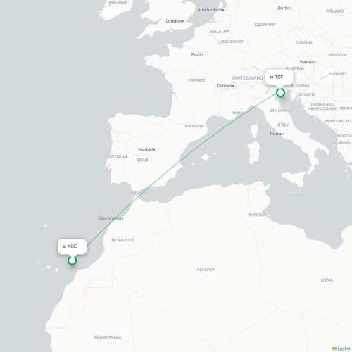 Mapa de vuelo directo Arrecife - Venecia