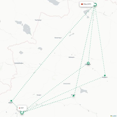 Mapa lotu bezpośredniego Alaer – Altay