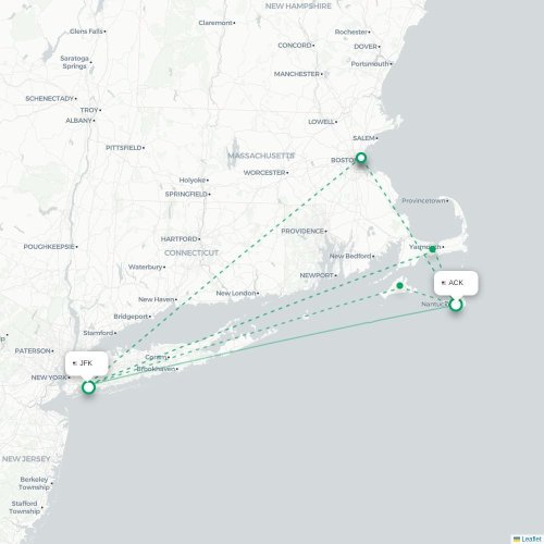 Mapa de vuelo directo Nantucket - Nueva York