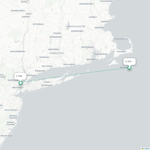Mapa de vuelo directo Nantucket - Teterboro
