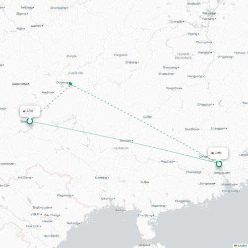 Mapa lotu bezpośredniego Qianxinan – Kanton
