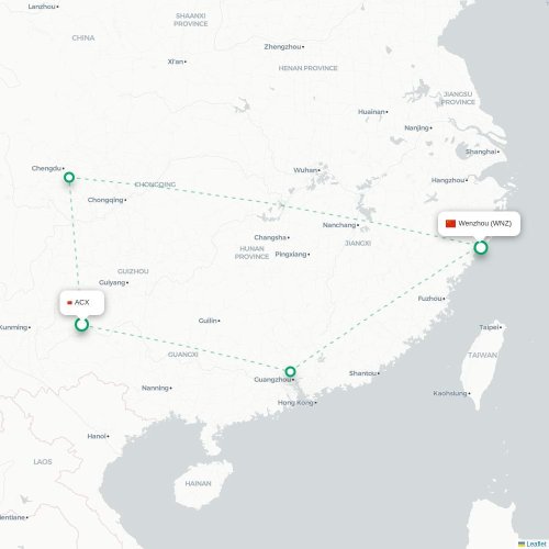 Mapa lotu bezpośredniego Qianxinan – Wenzhou