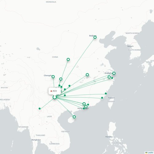 Mapa lotu bezpośredniego Qianxinan – Zunyi