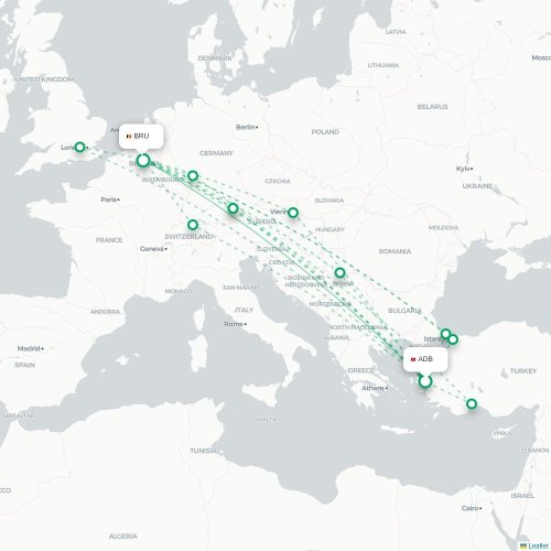 Izmir - Brussel kaart van rechtstreekse vlucht