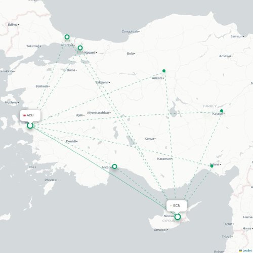 Izmir - Nicosie carte du vol direct