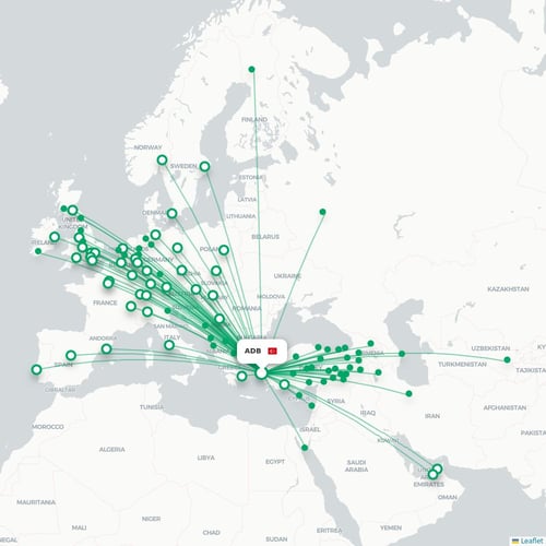 ADB routes and destination map