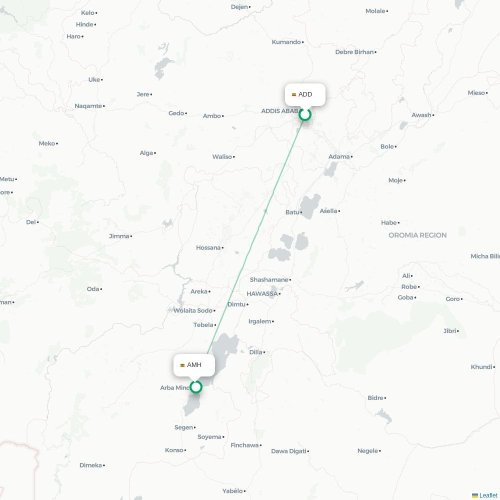 Addis Abeba - Arba Minch carte du vol direct