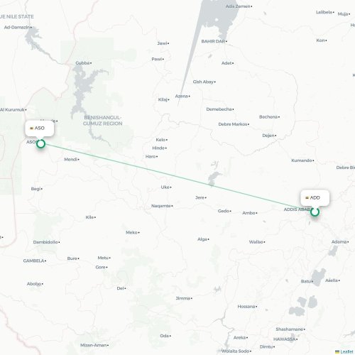 Addis Abeba - Āsosa carte du vol direct
