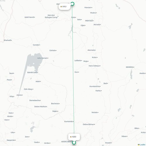 Addis Abeba - Aksoum carte du vol direct