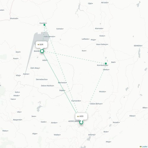 Addis Abeba - Baher Dar carte du vol direct