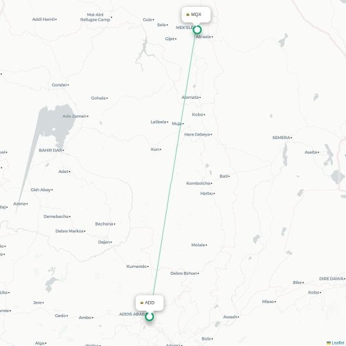 Addis Abeba - Mekele carte du vol direct