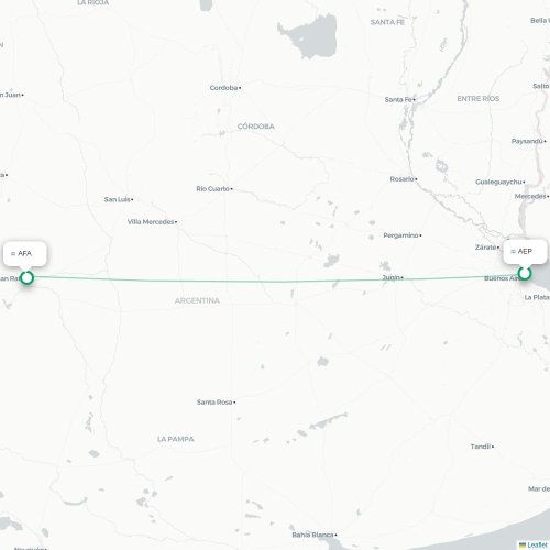 Mapa lotu bezpośredniego Buenos Aires – San Rafael