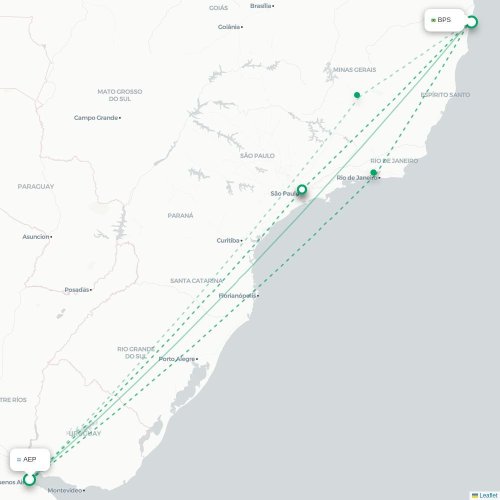 Buenos Aires - Porto Seguro kaart van rechtstreekse vlucht