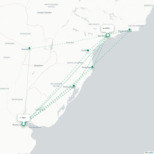 Mapa lotu bezpośredniego Buenos Aires – São Paulo