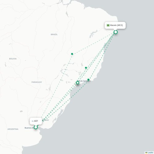Mapa lotu bezpośredniego Buenos Aires – Maceió