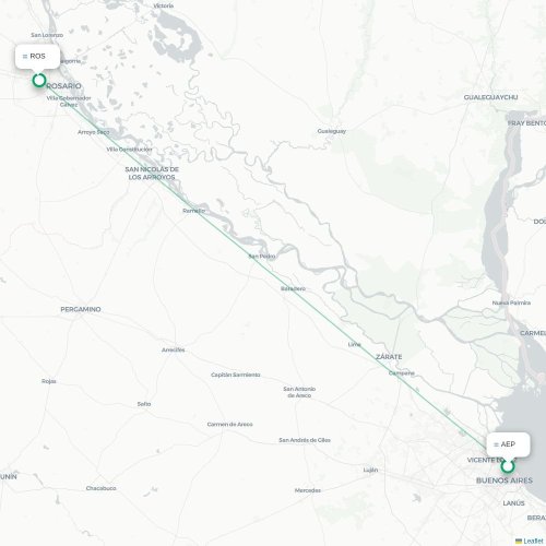Mapa lotu bezpośredniego Buenos Aires – Rosario