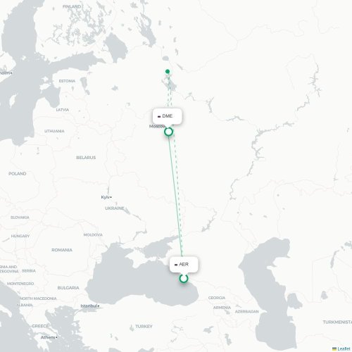 Mapa de vuelo directo Sochi - Moscú