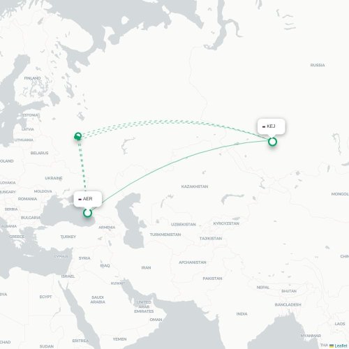 Mapa lotu bezpośredniego Soczi – Kemerowo