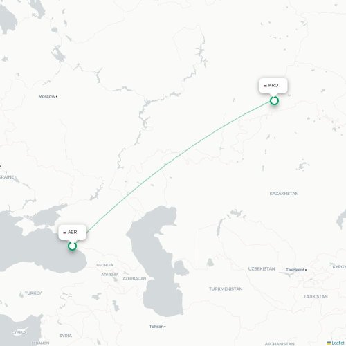 Mapa de vuelo directo Sochi - Kurgán