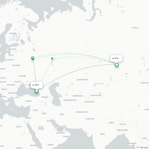 Mapa lotu bezpośredniego Soczi – Nowokuźnieck