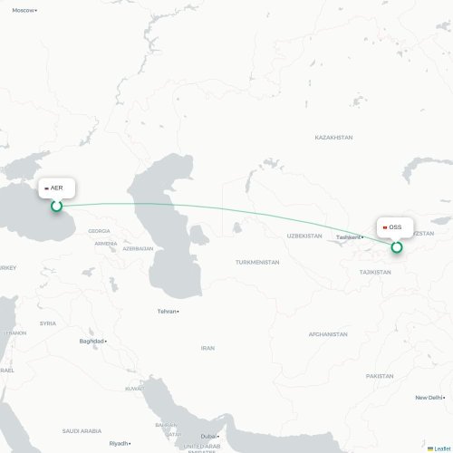 Mapa lotu bezpośredniego Soczi – Osz