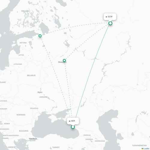 Mapa de vuelo directo Sochi - Syktyvkar