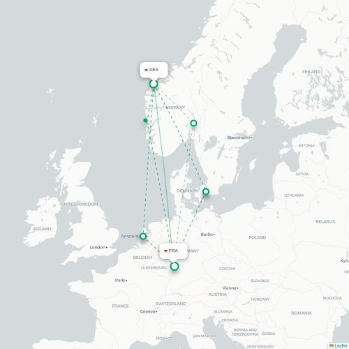 Ålesund - Francfort carte du vol direct